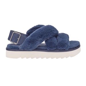 NEW! Koolaburra by UGG Womens Fuzz-ee Flat Sandal Slipper Insignia Blue Size 9